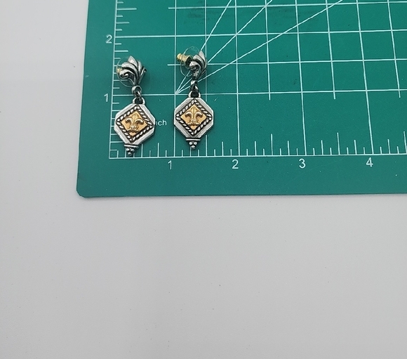 Brighton Silver and Gold Flur Des Lis Dangle Earrings - Picture 3 of 9